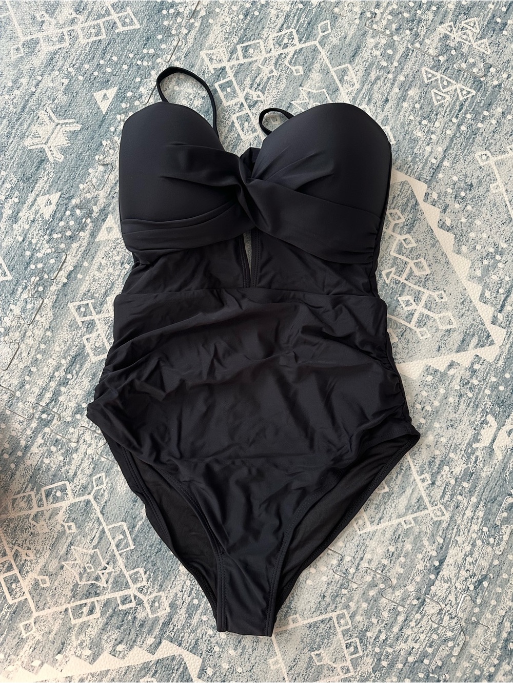 Twist-Front Black One-Piece Swimsuit